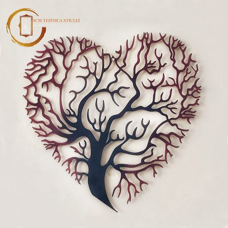 Plachetă decorativă colorată perete Copacul inima - Iubire infinită